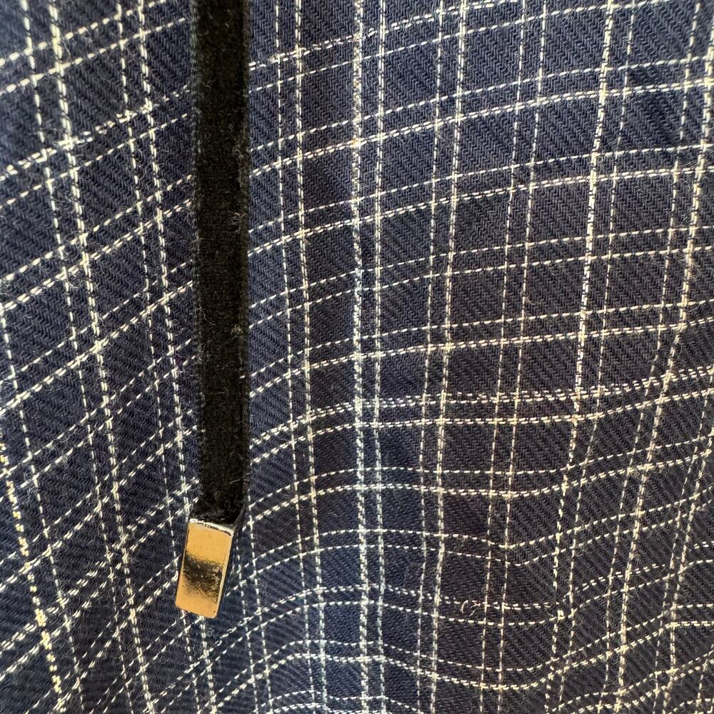 PAIGE Calissa Navy Plaid Flannel Peacoat Gunmetal Jimmy Check Top Medium - Picture 9 of 12